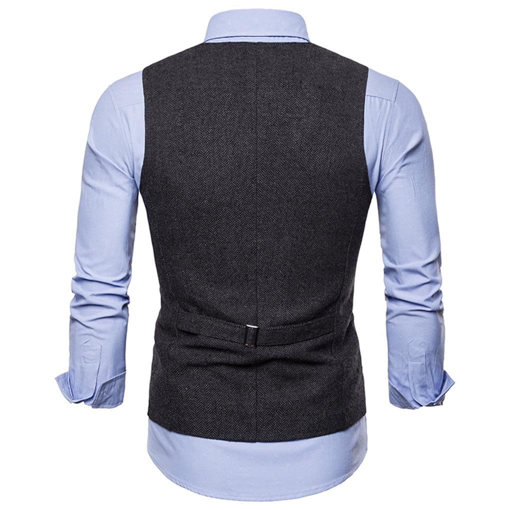 Dninmim Feste formelle Herrenweste, einreihig, schmale Passform, lässig, Business-Jacke