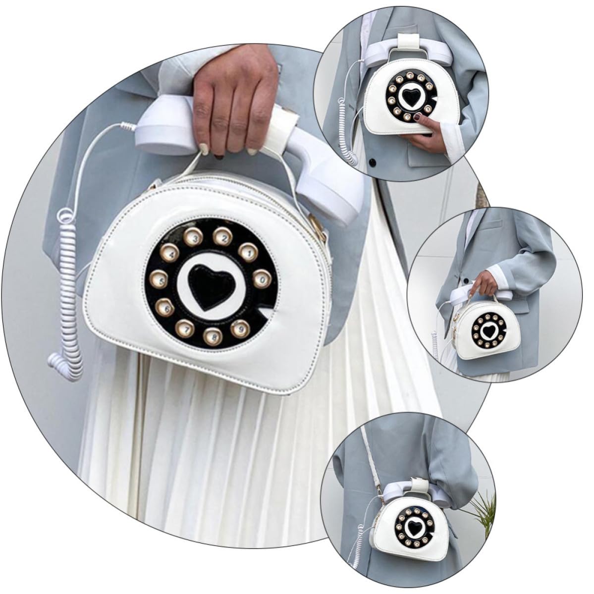 Bolso Teléfono de Pu Forma Retro, Correa Desmontable