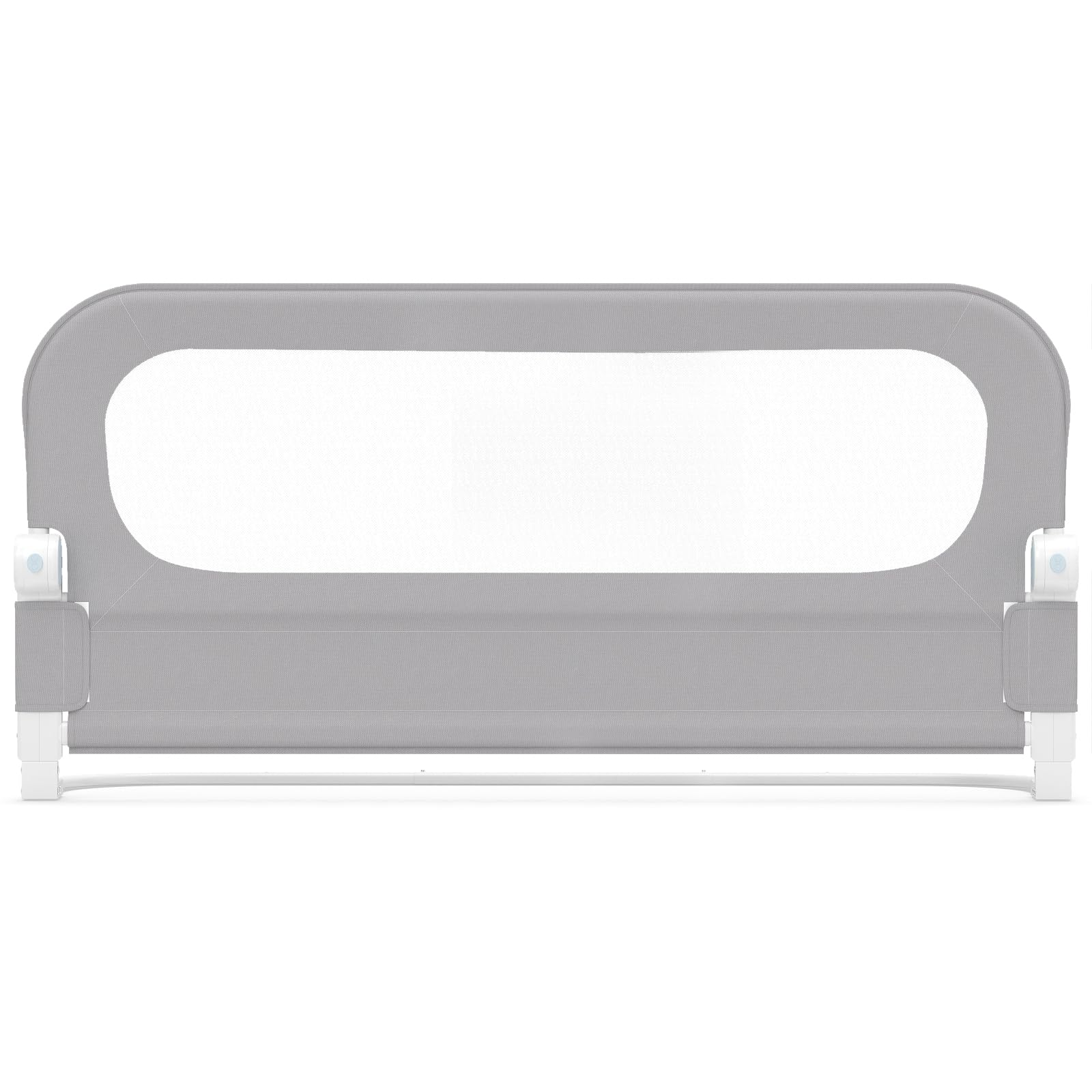 RELAX4LIFE - Barrera de seguridad para niños, doble bloqueo, malla transpirable, base metálica, protección anticaída, para colchón de 10 a 28 cm de grosor (gris)