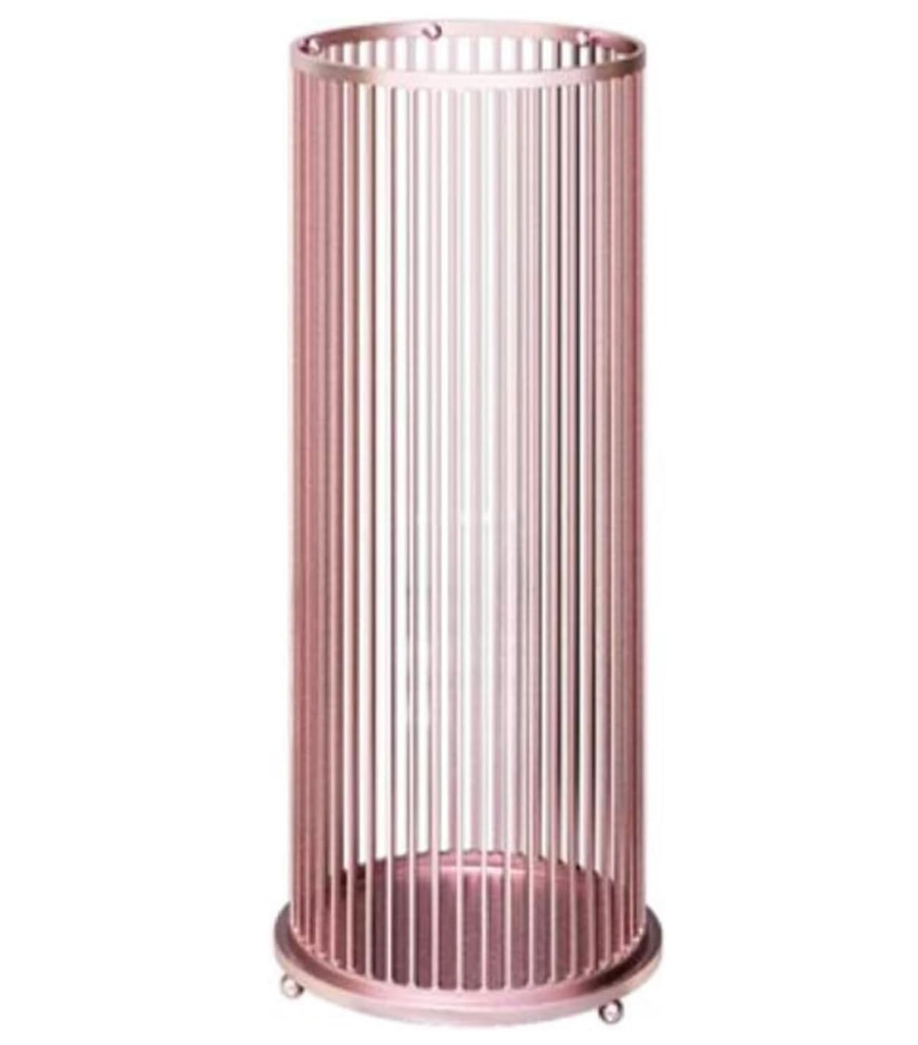 GHHVFEC Luxury Decorative Umbrella Stand with Hooks: Metal Holder & Storage Bucket for Hotel or Bank Lobby (Pink)