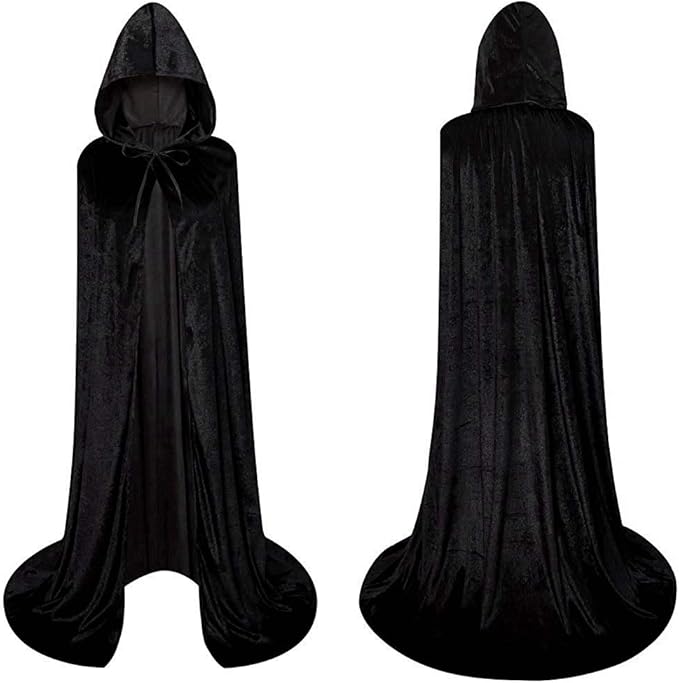 Unisex Full Length Hooded Robe Cloak Long Velvet Cape Cosplay Costume