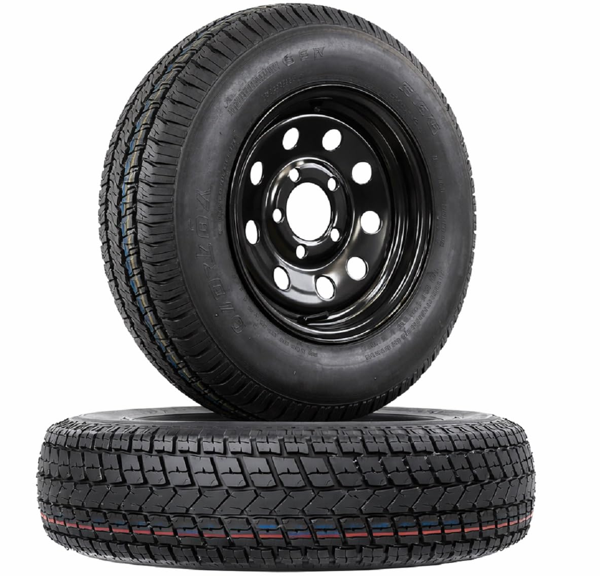 eCustomrim 2-Pack Trailer Tire Rim Bias Ply ST175/80D13 175/80 5-4.5 Black Wheel - 2 Year Warranty w/Free Roadside