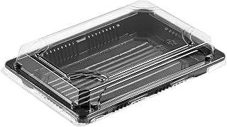 Restaurantware Sushi Containers, Pack Of 100 Plastic Disposable Rectangle Sushi Storage Containers, Sushi Containers With Lids For Meal Prep Take Out, Stackable Black Food Containers With Clear Lids