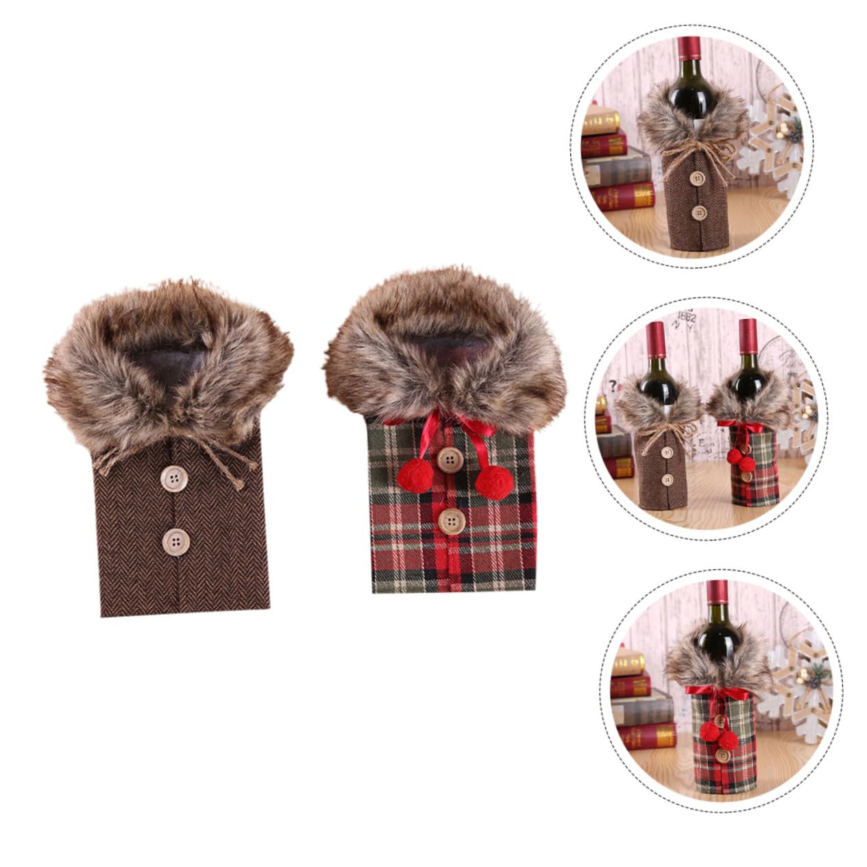 2pièces Housse De Bouteille De Vin pour Noël Étui De Couverture Décoratif Cadeau pour Bouteille De Vin De Vacances