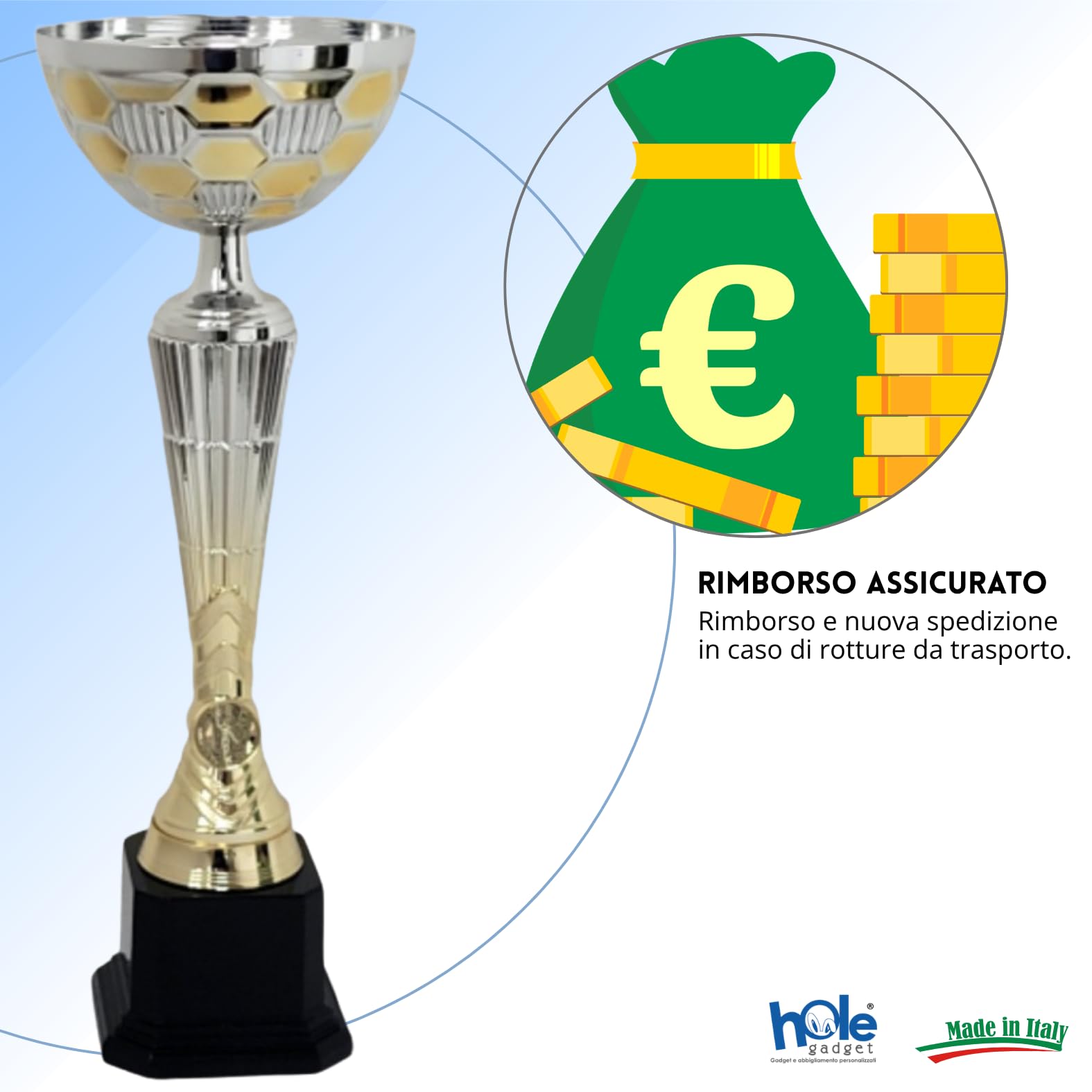 Coppa Trofeo Personalizzati, Premiazioni Singole o in Set Completi, Sportivi per Eventi, Calcio, Fantacalcio, Basket, Padel, Personalizzabile su Targhetta cod. 10.061