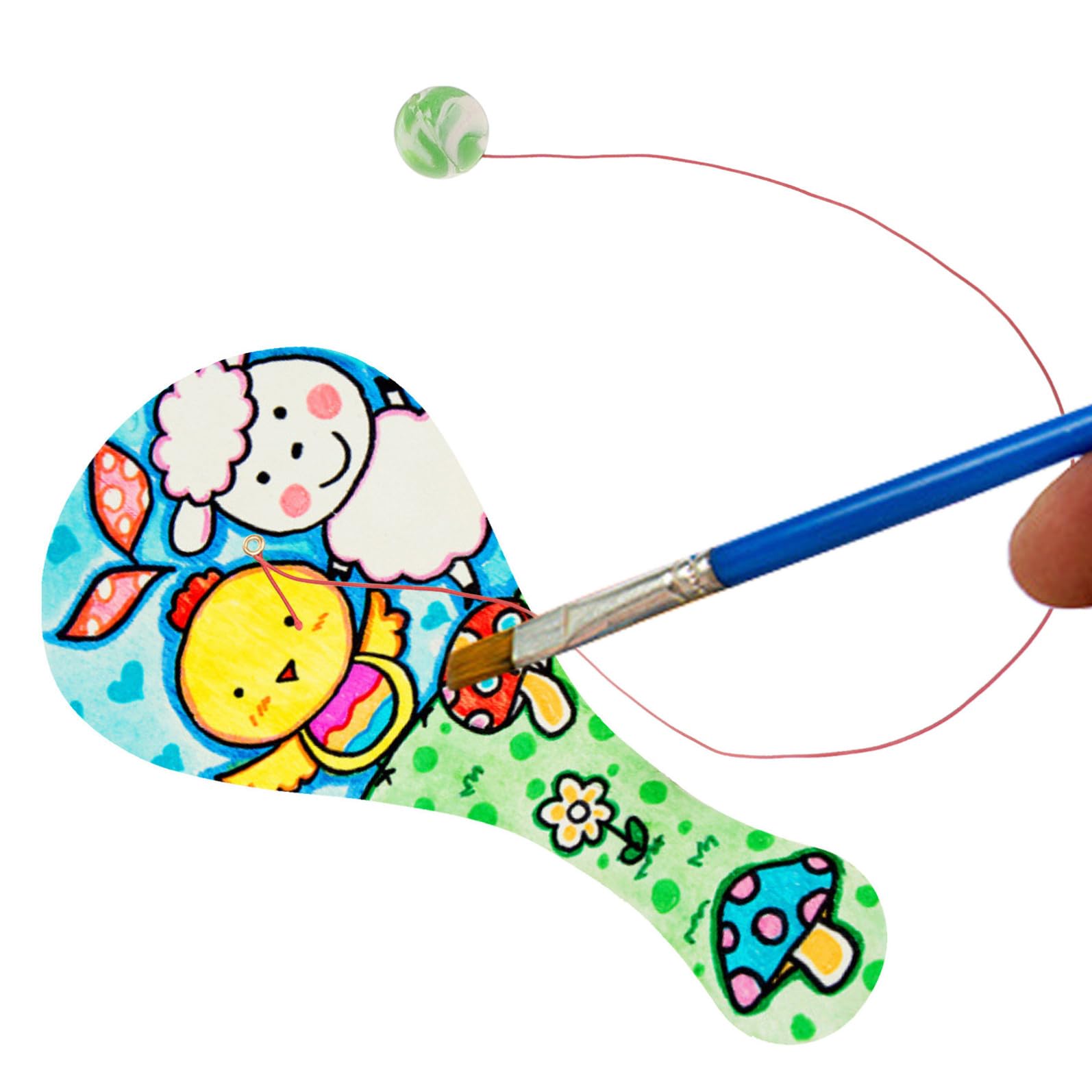 ifundom Juego de Pádel para 6 Piezas Balones de Paleta de Madera sin Pintar para DIY Pintura Creativa Material Natural para Manualidades y Actividades Infantiles en Interiores y