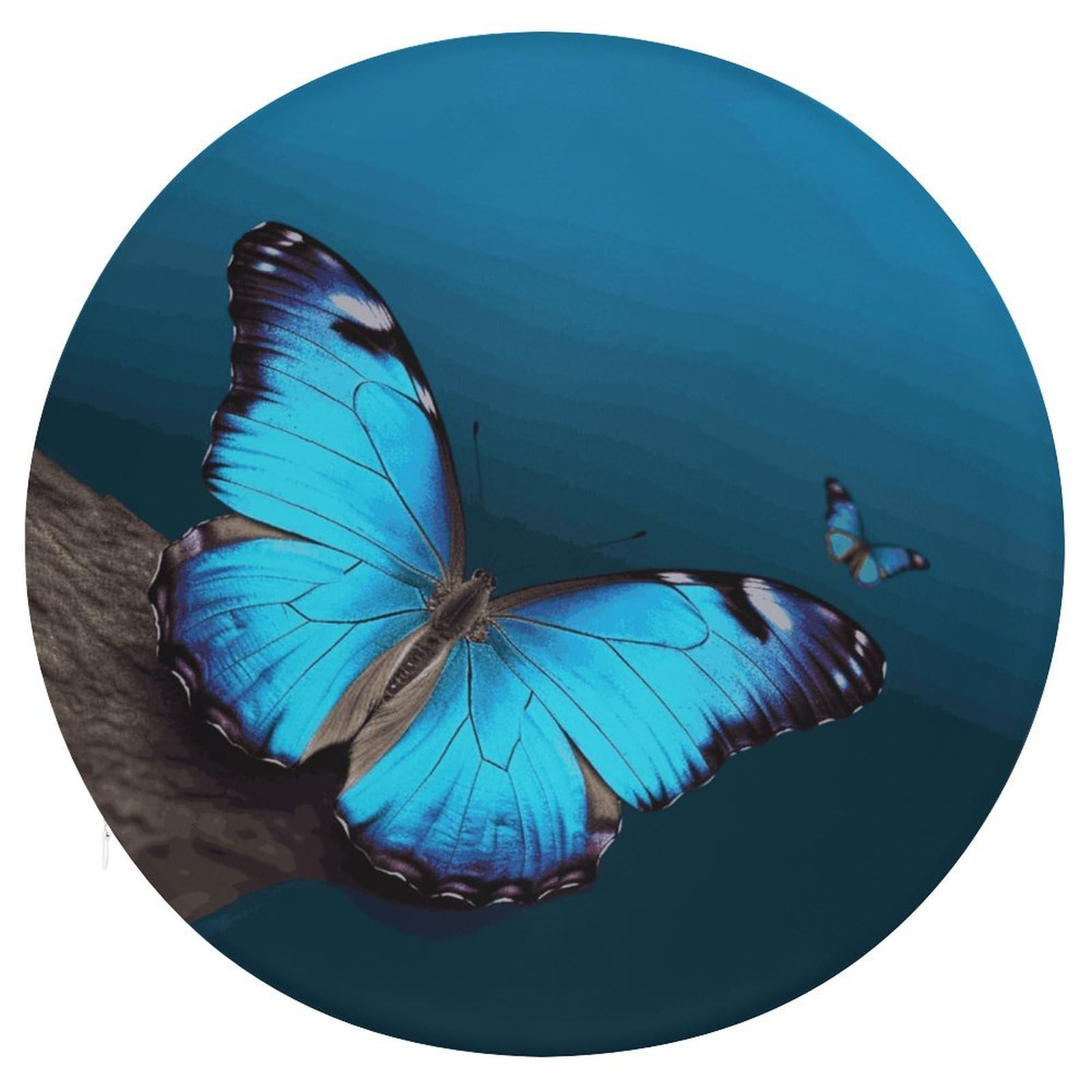 Wsoihfec Style Beautiful Blue Butterfly Seat Cushion Round Chair Pad