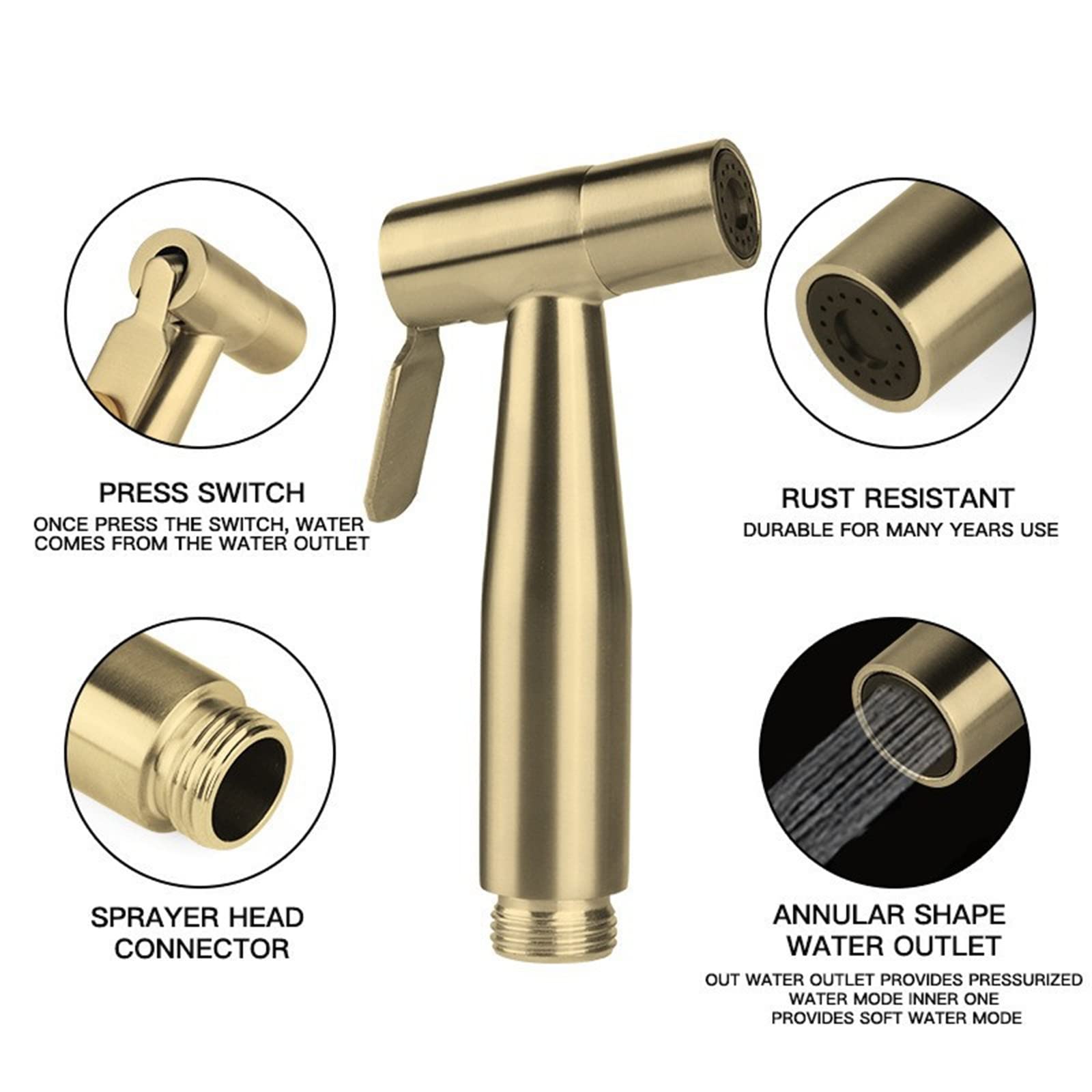 Kit Douchette WC, Haute Pression Bidet Toilette Acier Inoxydable Douchette Toilette WC Multifonctionnel Pulvérisateurs de Bidet à Main Mural Kit Hygiene WC pour Hygiène Personnelle