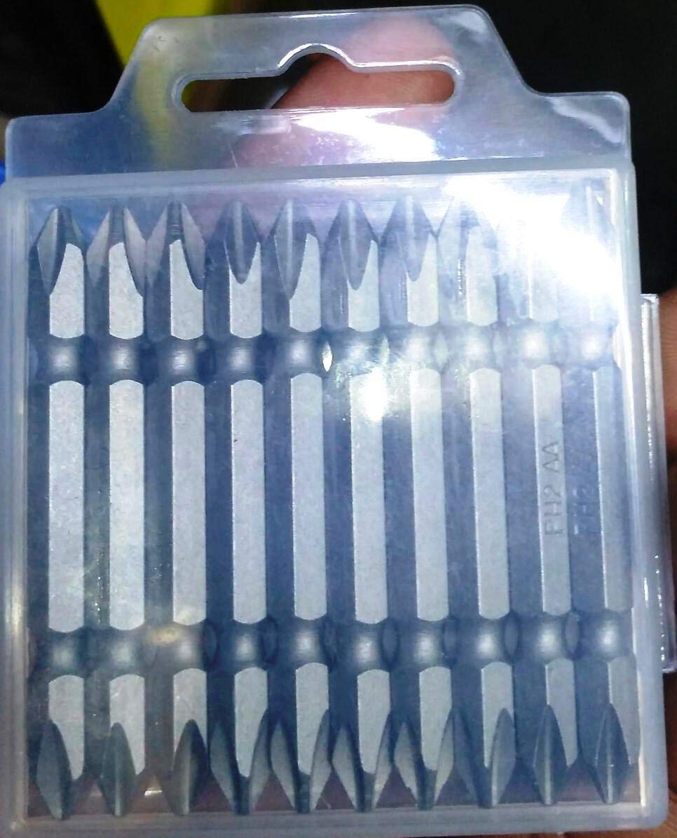 H9 Double Ended Magnetic Screwdriver Bits | PZ2–PH2 65mm | Chrome Finish S2 Taiwan Steel | 1/4 Hex Shank Drill & Impact Driver Bits (10 Pcs Set) 1