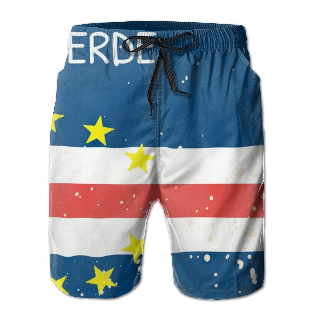 Djngn Men's As Pic Cape Verde Flag Swim Trunks Water Beach Shorts With Pockets