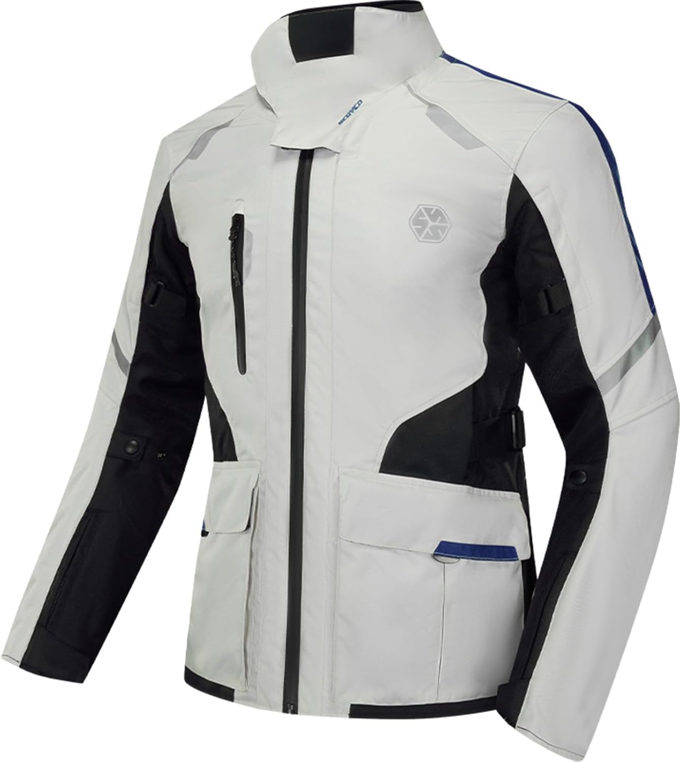 Scoyco Motorcycle Jacket for Men Thermal Liner Waterproof Oxford Fabric Motorbike Clothing X-Large-XX-Large Grey