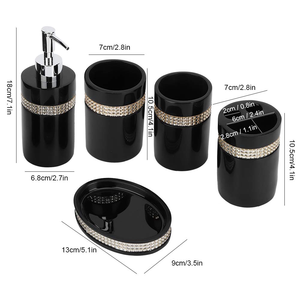 Aramox Juego de Accesorios de Baño Juego de Baño de Resina de 5 Piezas con Dispensador de Loción, Soporte para Cepillo de Dientes, 2 Tazas de Lavado, Jabonera para Mostrador de, Hogar, Habitación de