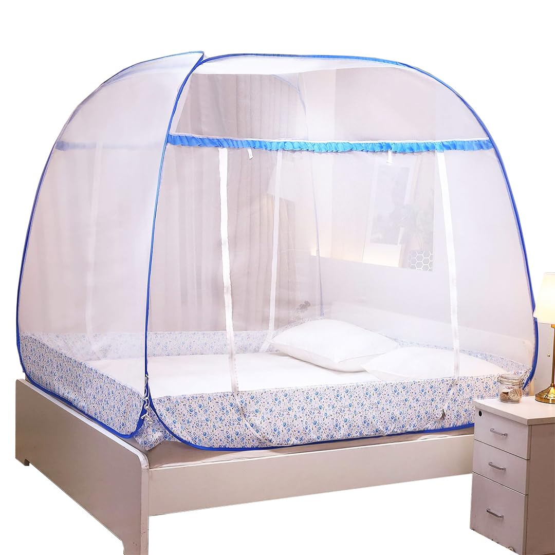 Classic Mosquito Net Foldable King Size Bed Mosquito Net -(Size 7.5 X 7.5 Feet) (Blue+Heart) (B0CHWBPY9Z) Amazon Price History, Amazon Price Tracker