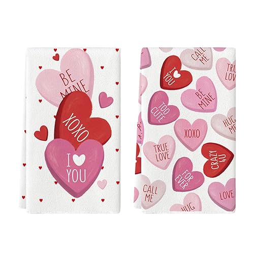 Artoid Mode Red Heart True Love Forever Valentine's Kitchen Towels
