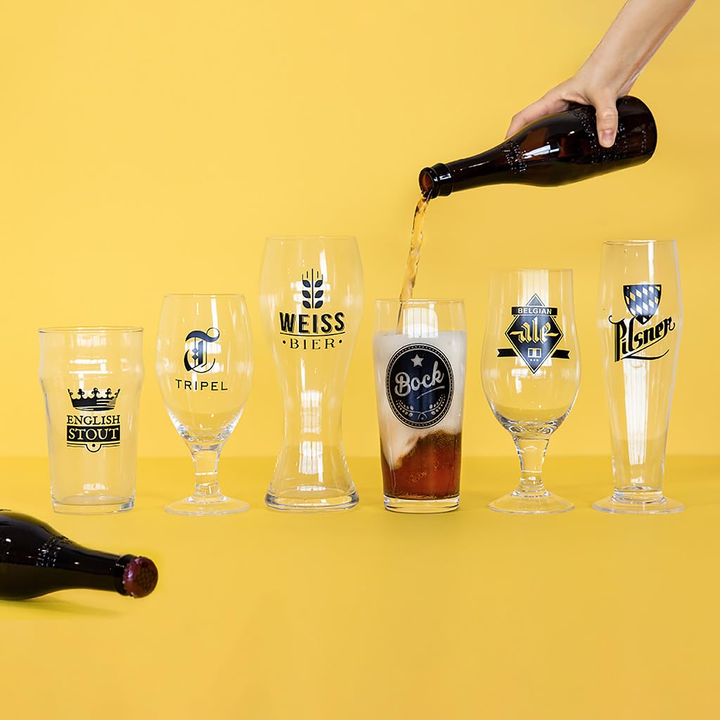 Balvi Set Bicchieri Birra L´Hedoniste Colore Trasparente Set di 6 Bicchieri di Birra Progettare Birra