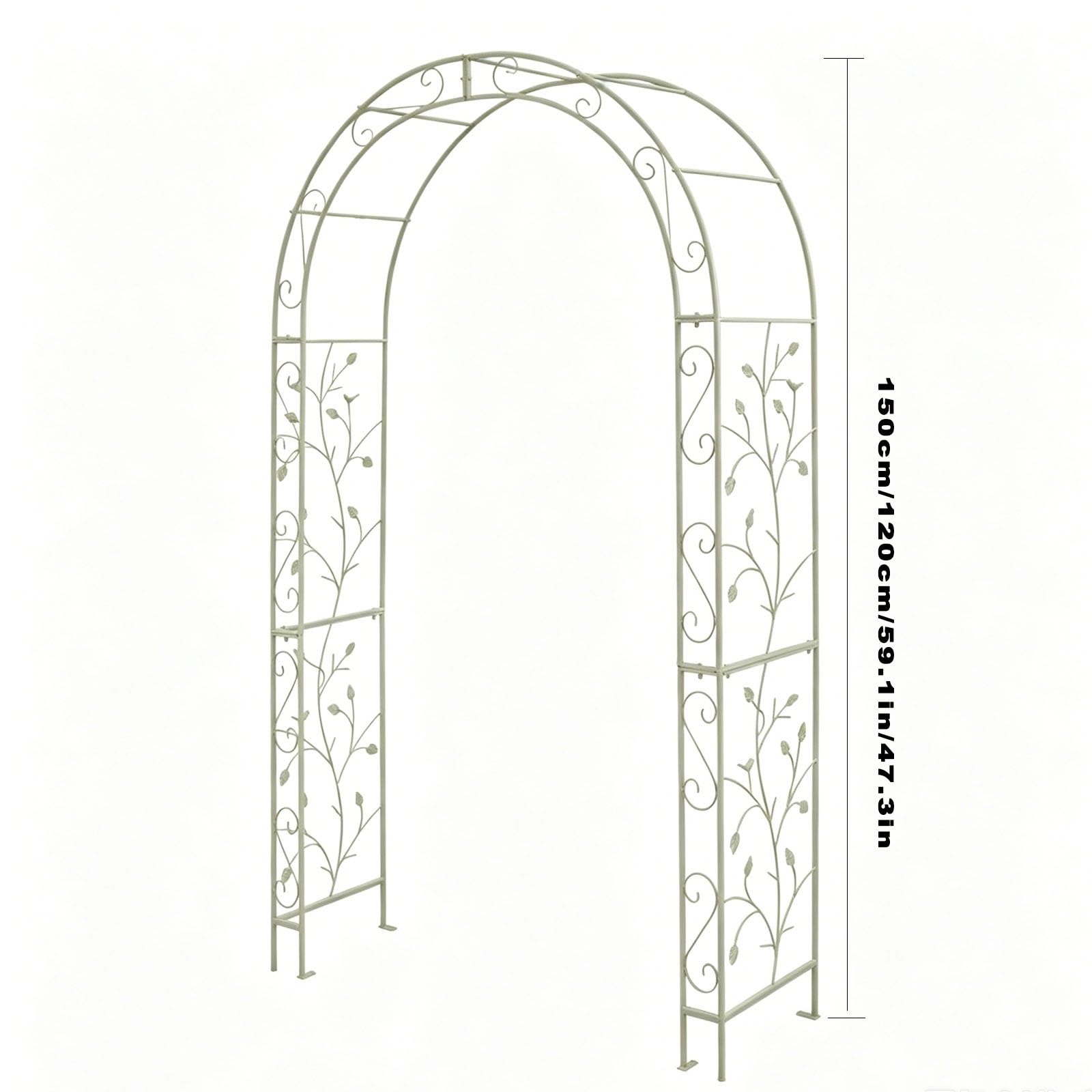 Metalowa Łukowa Pergola Ogrodowa Z Ławeczką I Kratką Na Pnącza – Idealna Dekoracja Na Śluby I Przyjęcia | White,150cm