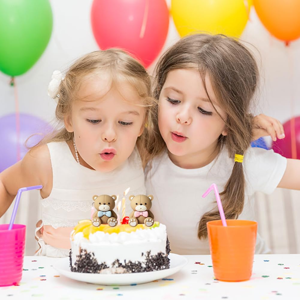 ZPSOSPZ 2 PCS Teddy Bears Cake Topper,Gender Reveal Cake Decoration Baby Shower Cake Decoration Big Bear Baby Shower Party Supplies Teddy Bear Decoration - Image 4