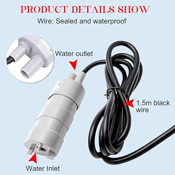 12V Water Pump Submersible High Flow Pumps Micro Motor Water Pump for Motor Home Pond Aquarium,Fish Tank Fountain 600 L/H 5 m Maximum Lift Freshwater Pump