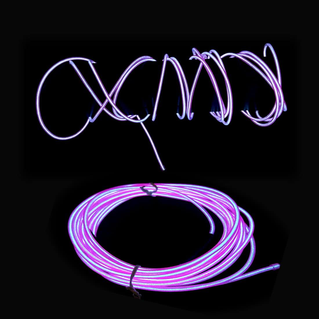 dobestyou Purple EL Wire -5m Glow-in-The-Dark Electroluminescent Wire with Controller, Waterproof Flexible Light Strip for Halloween Costumes, Cosplay, Rave Parties & DIY Nighttime Decorations image 3