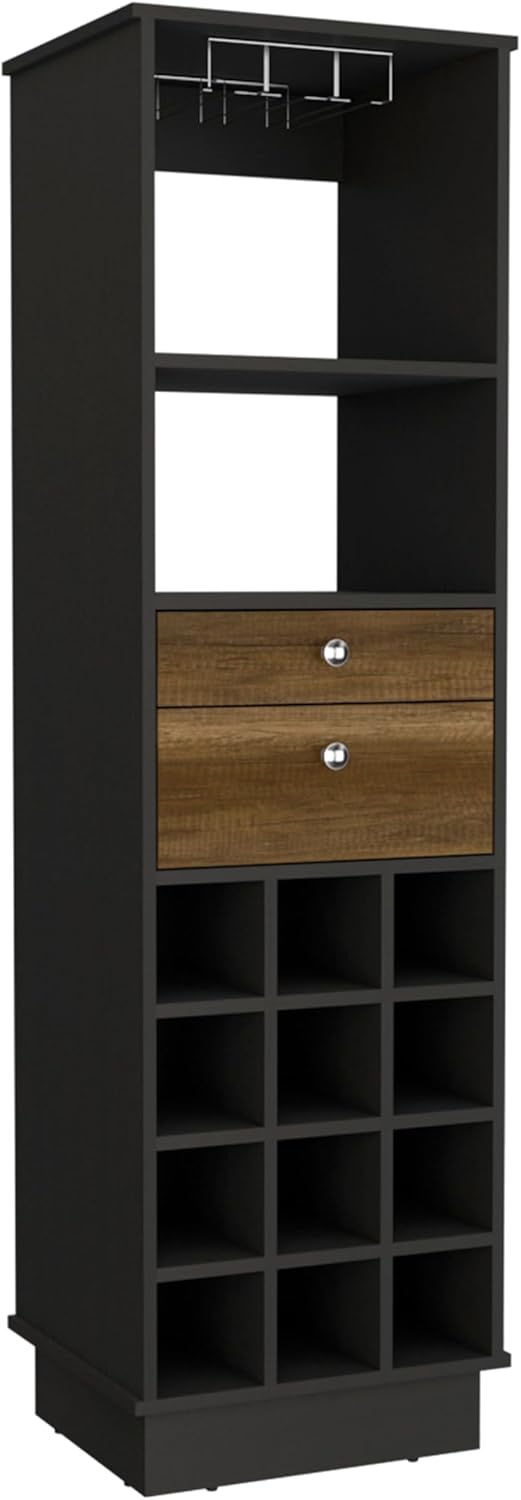 Classic Bar Cabinet with Two Storage Drawers, Dual Display Shelves, Built-in Wine Rack Cubbies and Sturdy Base for Elegant Home Entertaining, Bottle Organization and Stylish Modern Bar Furniture.