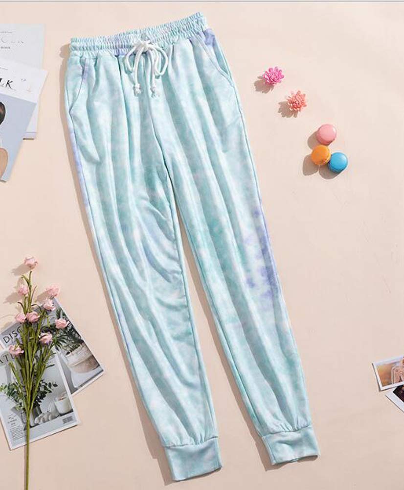 Huixin Spodnie dresowe damskie spodnie sportowe z nadrukiem tie-dye spodnie rekreacyjne sport trening spodnie dresowe z kieszenią na sznurek, Kolor-3, M