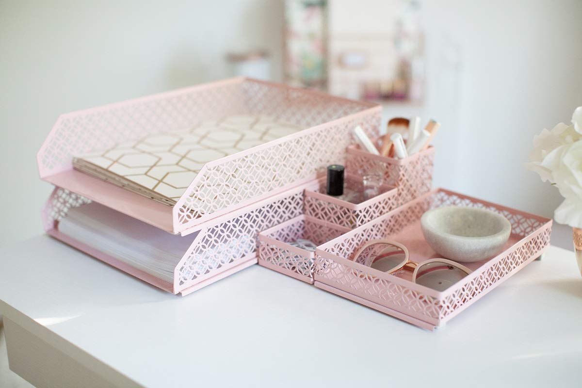 Blu Monaco Schreibtisch-Organizer, stapelbar, 6 Stück 6 Piece Set rose