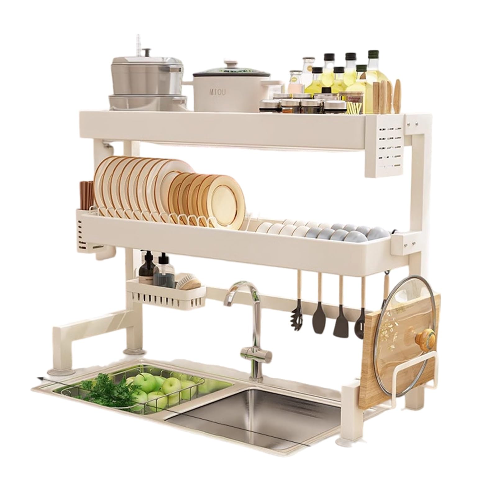 Escurridor de Platos de 2 Niveles para Fregadero, Estante de Cocina