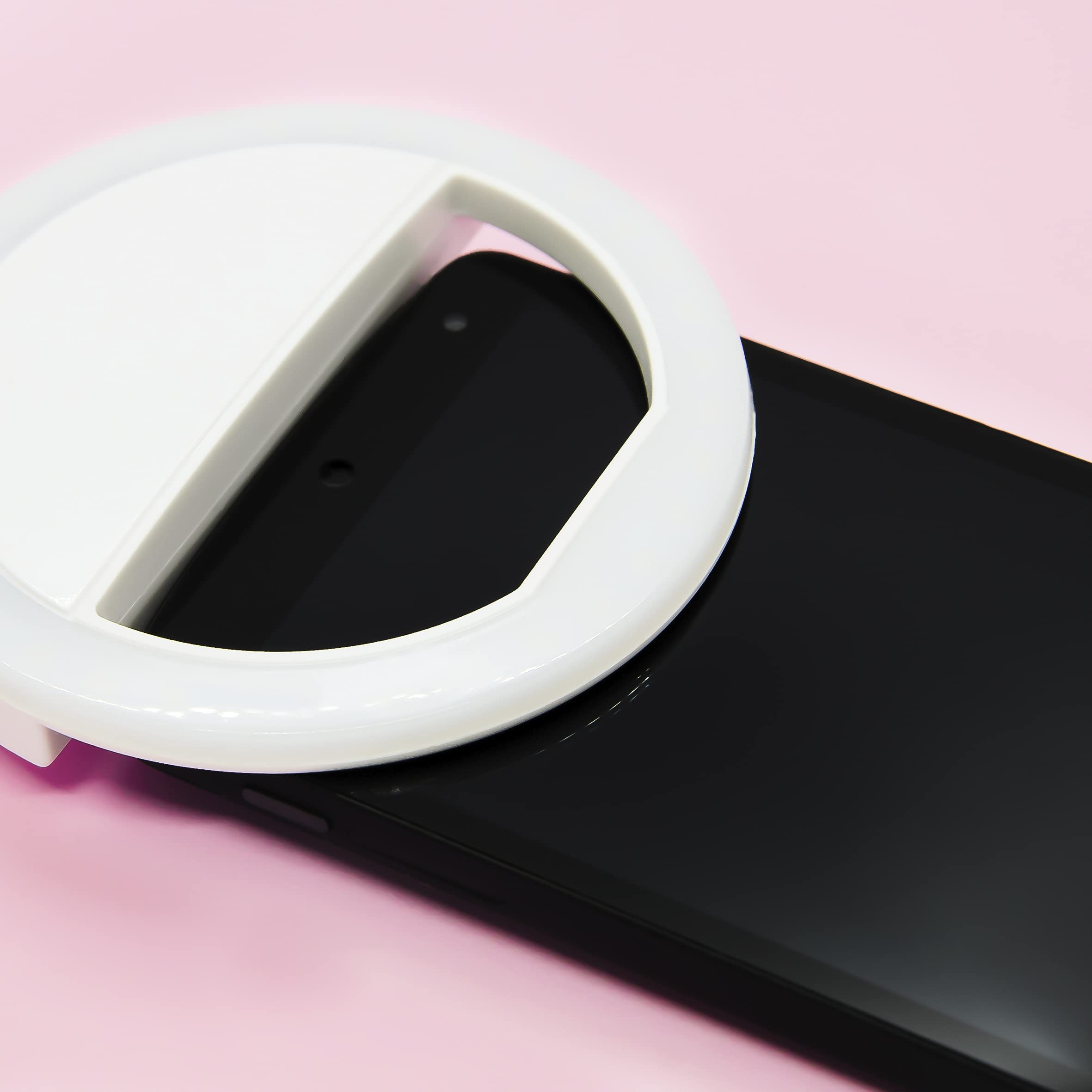 Mini Ring Light per Smartphone Anello Luminoso 20 LED Luce Fotografica Micro-USB Selfie Ring Light Pinza Batteria 60 MAH Bianco