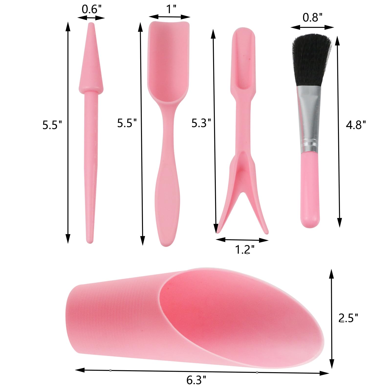 Pastlla Garden Shovel Hand Tools Set Plastic Transplanting Succulent Cultivation Digging Scoops Kits Indoor for Flower Planting Bonsai Potting (Pink)
