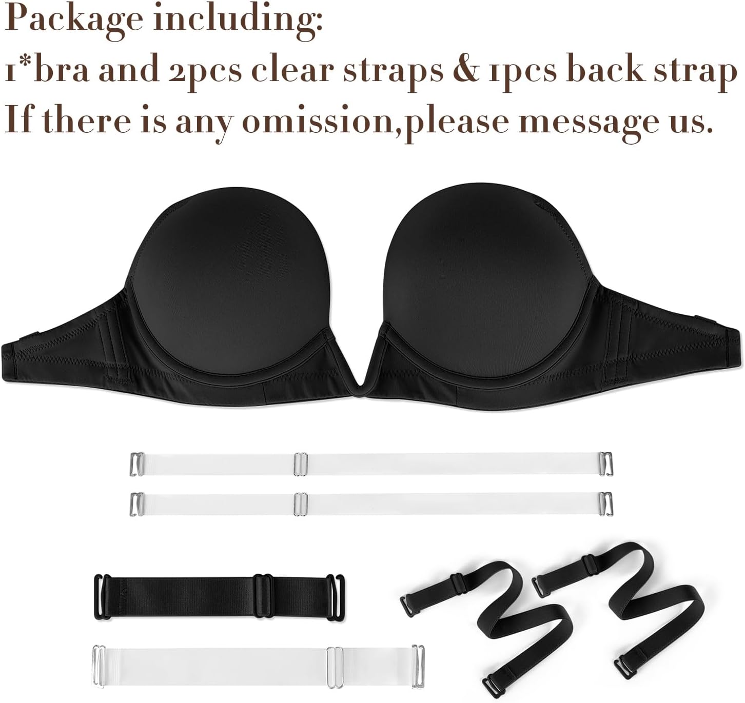 Plusexy Women's Plunge Bra with Clear Straps and Back Deep V Low Cut Padded Push Up Backless Bras - Image 7