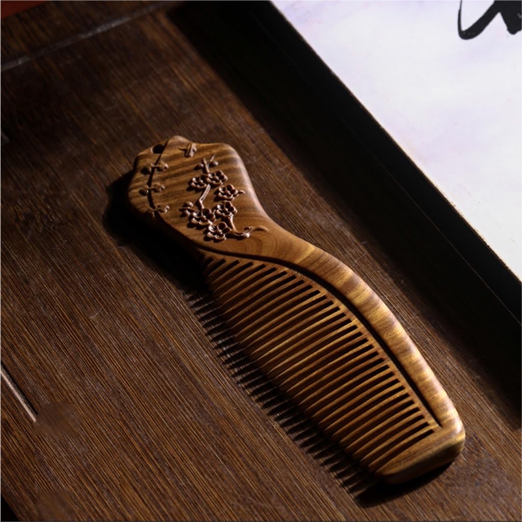 Peruka Grzebień Wooden Carved Comb Vintage Curling Comb Women's Long Hair Comb for Hair, Beard or Mustache Duże grzebienie do włosów