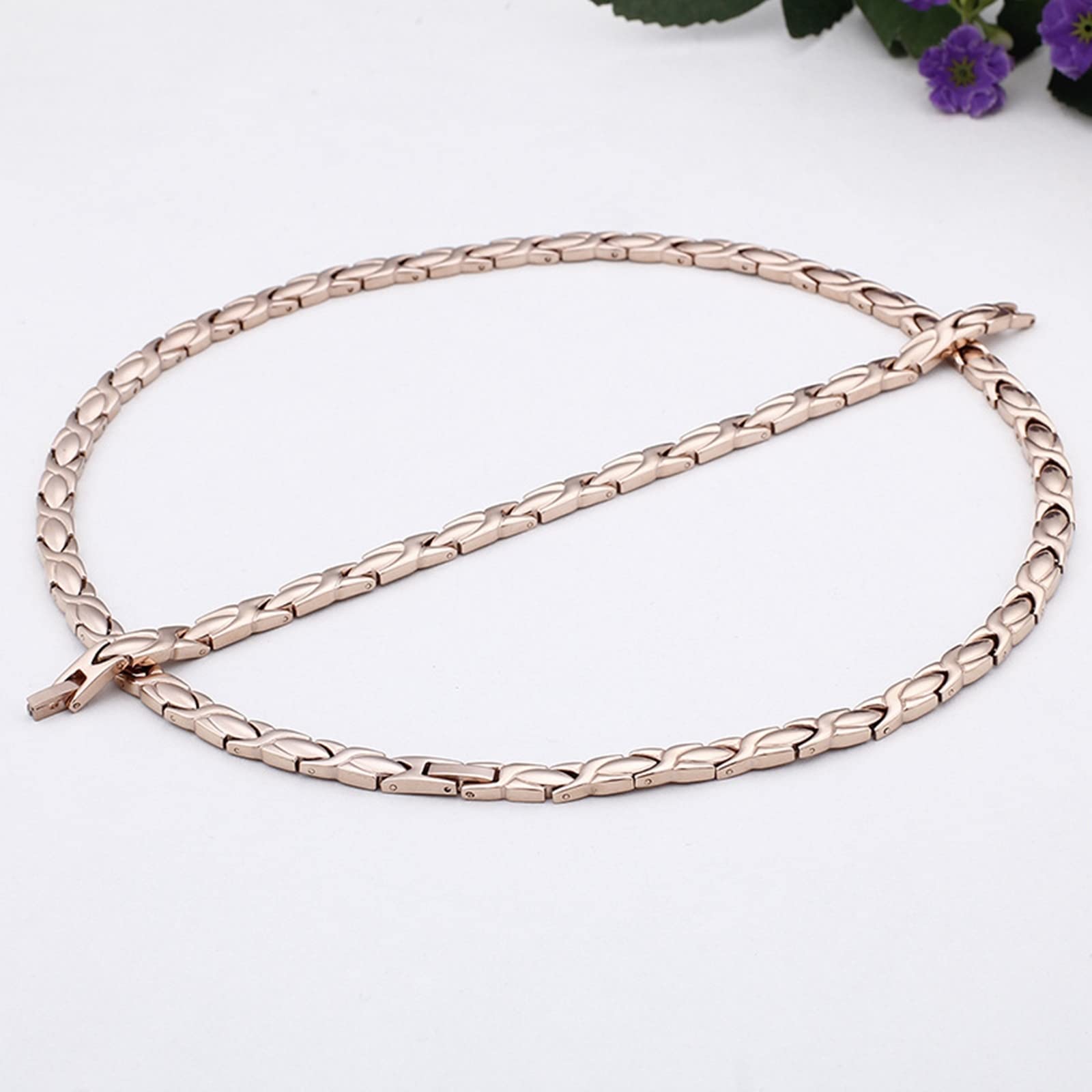 AMDXD Collares De Los Hombres, La Moda Collares De Cadena De Los Hombres Collar De La Cadena, 500x7mm, Oro Rosa Acero inoxidable, No es una piedra preciosa