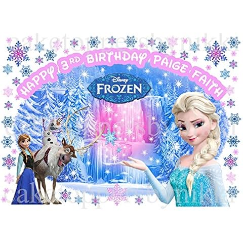 Personalised Frozen Anna Elsa Cake Topper Cover