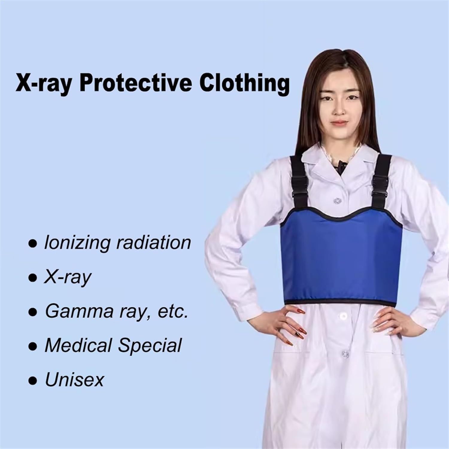Chaleco protector de plomo for rayos X. Ropa de plomo for dentistas, máquinas de rayos X, equipos de radiología, laboratorio, correa de hombro ajustable. Ropa de protección contra rayos X(0.35m