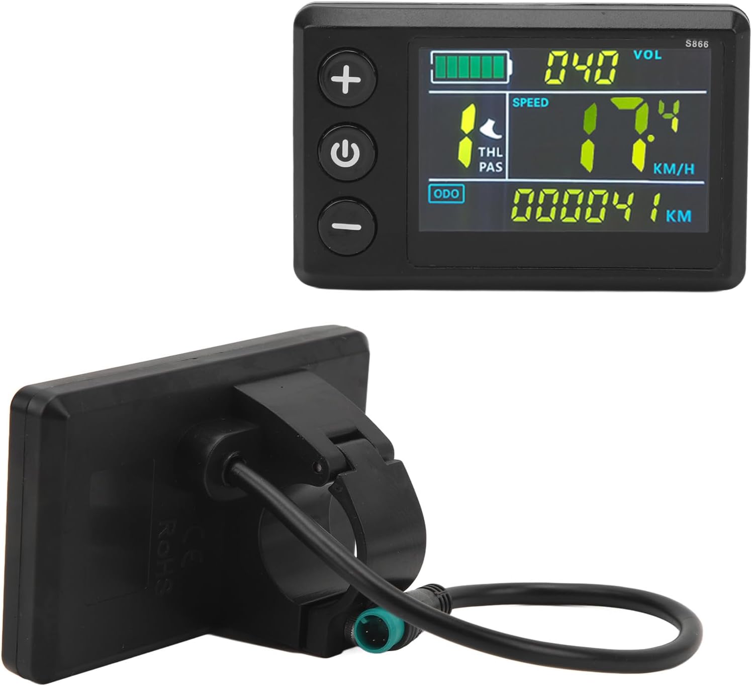 Electric Bike LCD Display Meter, ABS S866 Electric Bike Scooter Color Screen Display Control Panel for Electric Scooter Ebikes Lithium Modification Accessories