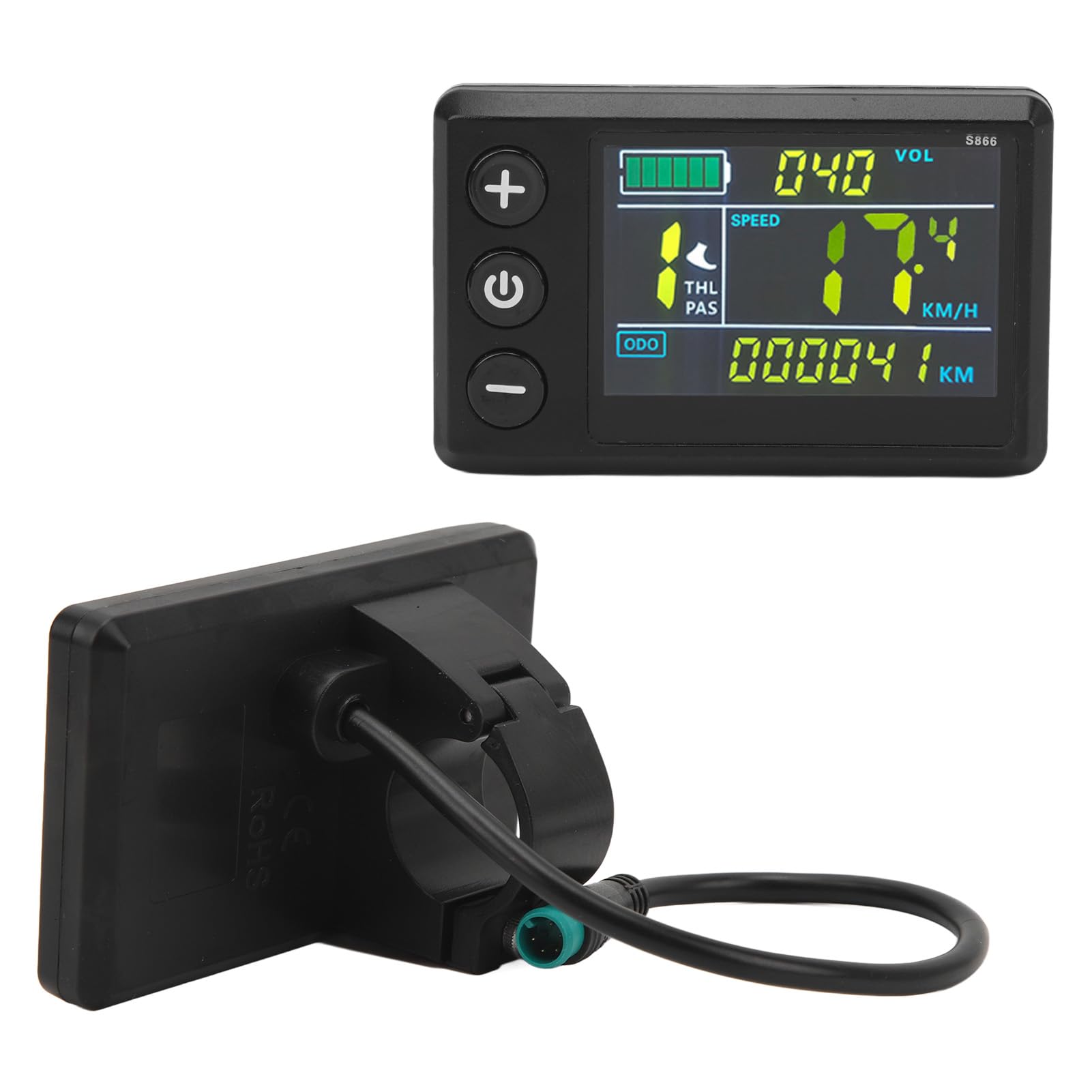 Socobeta Pantalla LCD para Bicicleta Eléctrica ABS Panel de Control de Pantalla a Color LCD S866 Resistente Al Agua para Modificación de Litio