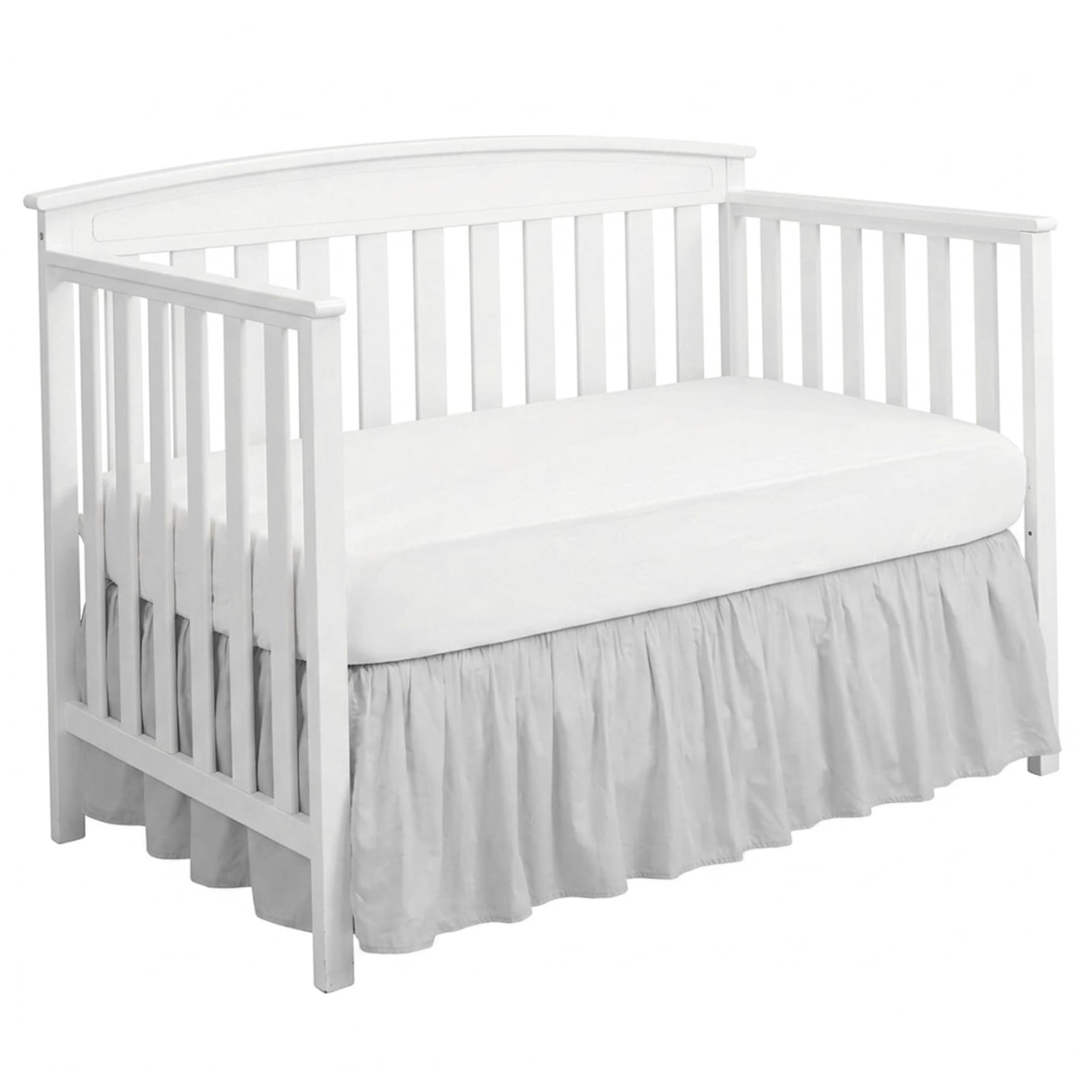 Crib Bed Skirt 28 x 52 9 inch Baby Crib Skirt with 14 inch Ruffle Drop Polyester-Cotton Cribs Dust Ruffle for Boys Girls Nursery Toddler Bed Light Grey, Garden Décor