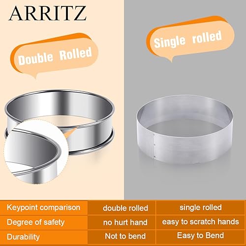 Miniatura 7 de Anillos ingleses para magdalenas de 3.15 pulgadas, 6 anillos de acero inoxidable de doble enrollado para cocinar moldes de magdalenas inglesas para