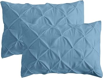 Sky Blue Pinch Pleated 18X18 Inches Pillow Sham Cotton Super Soft Pillow Shams 18X18 Inches Classic Style Set of 2 Piece Pintuck Design Sham