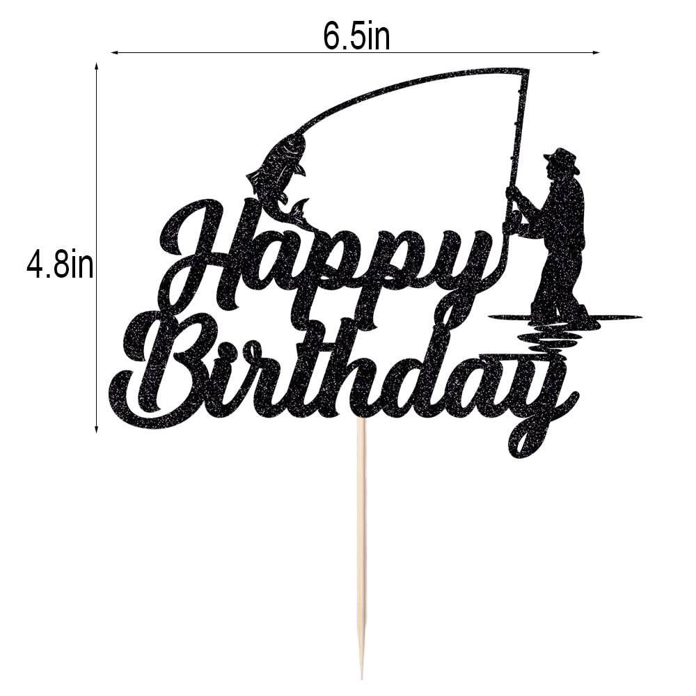 Fishing Theme Cake Topper Set – 14-Piece Gone Fishing Birthday Decor