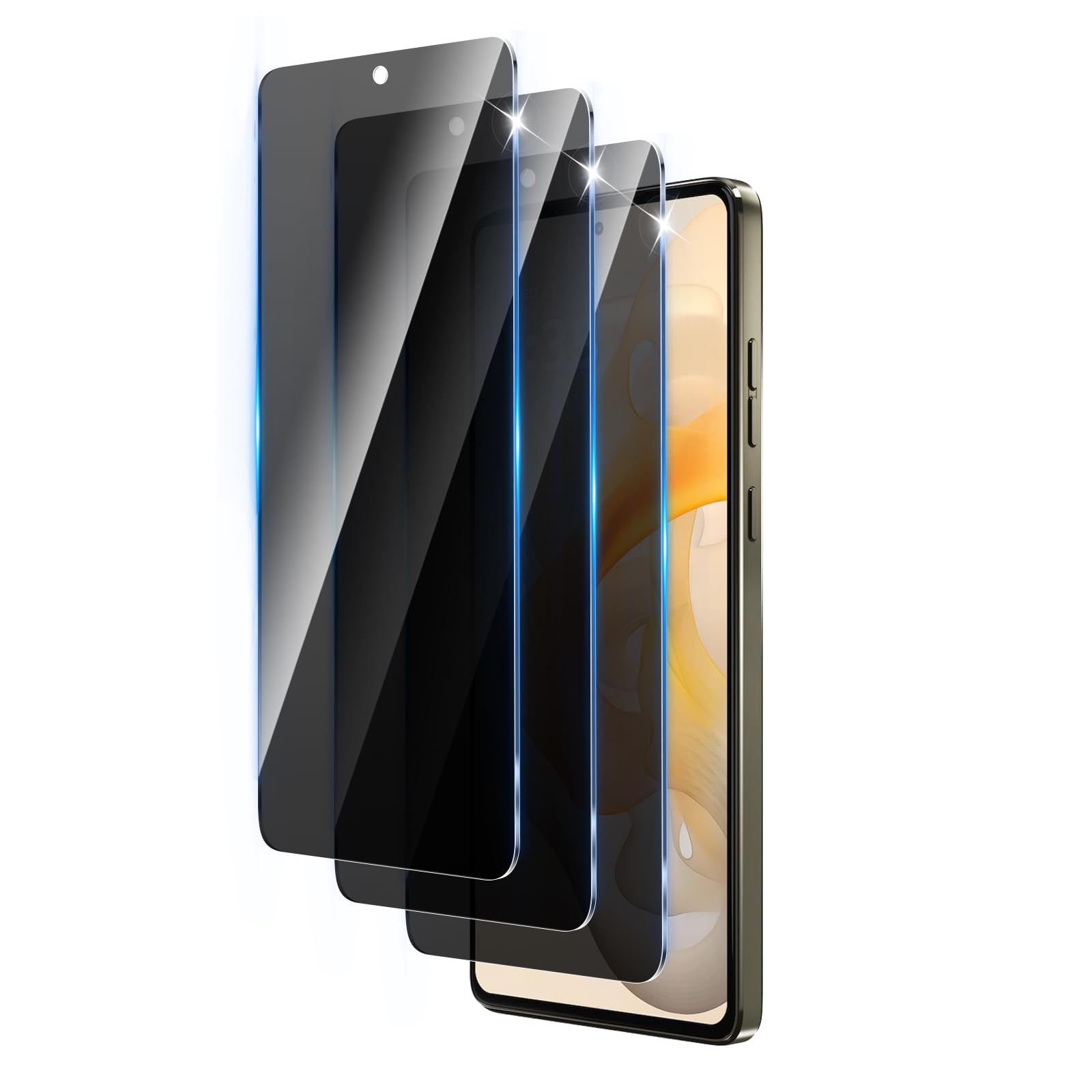 LZAYN 3 Pack Privacy Screen Protector Designed for Motorola Moto G Stylus 5G 2024,Full Coverage Anti-Spy Tempered Glass Film,9H Hardness,