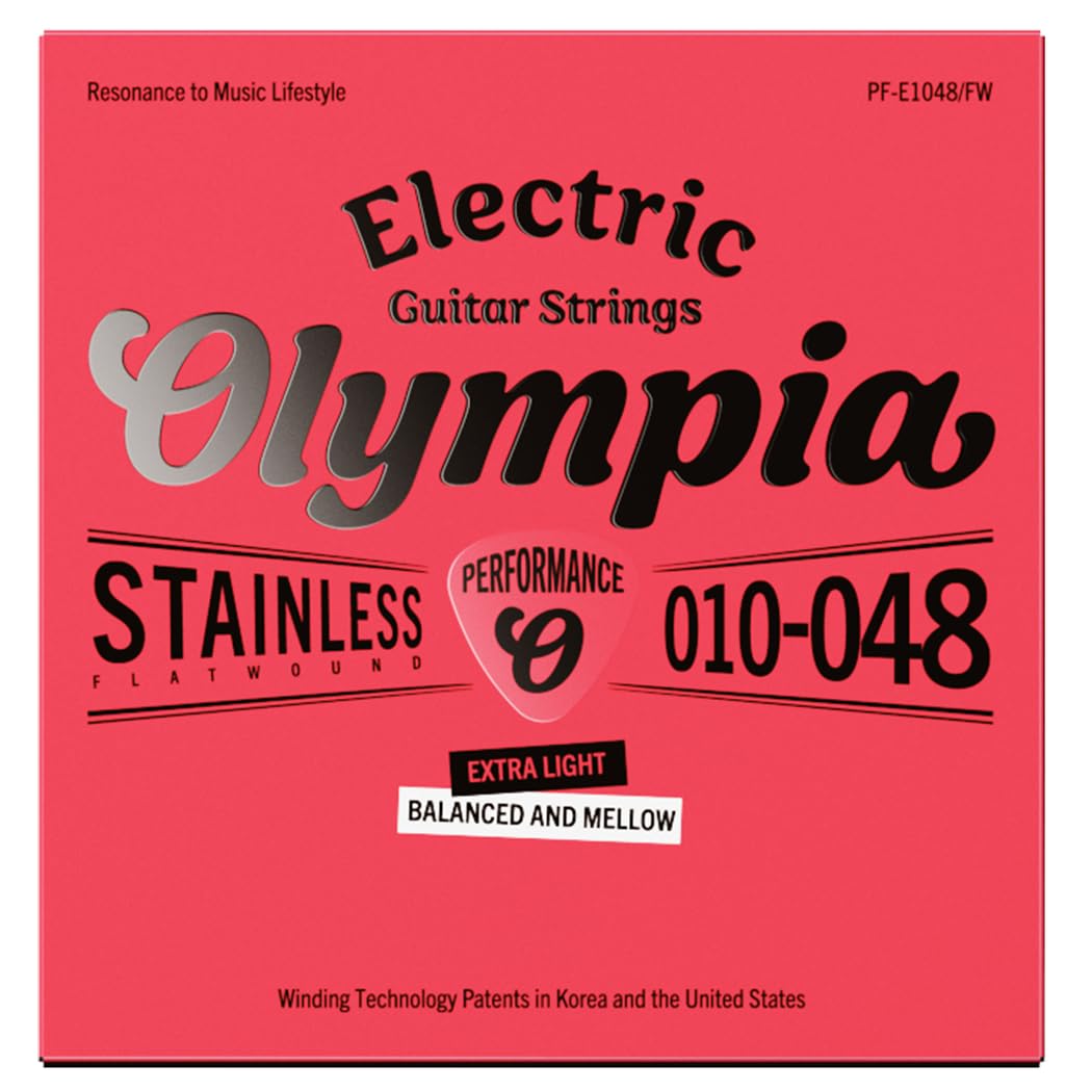 Olympia stainless steel flatwound electric guitar strings 10-48 gauge