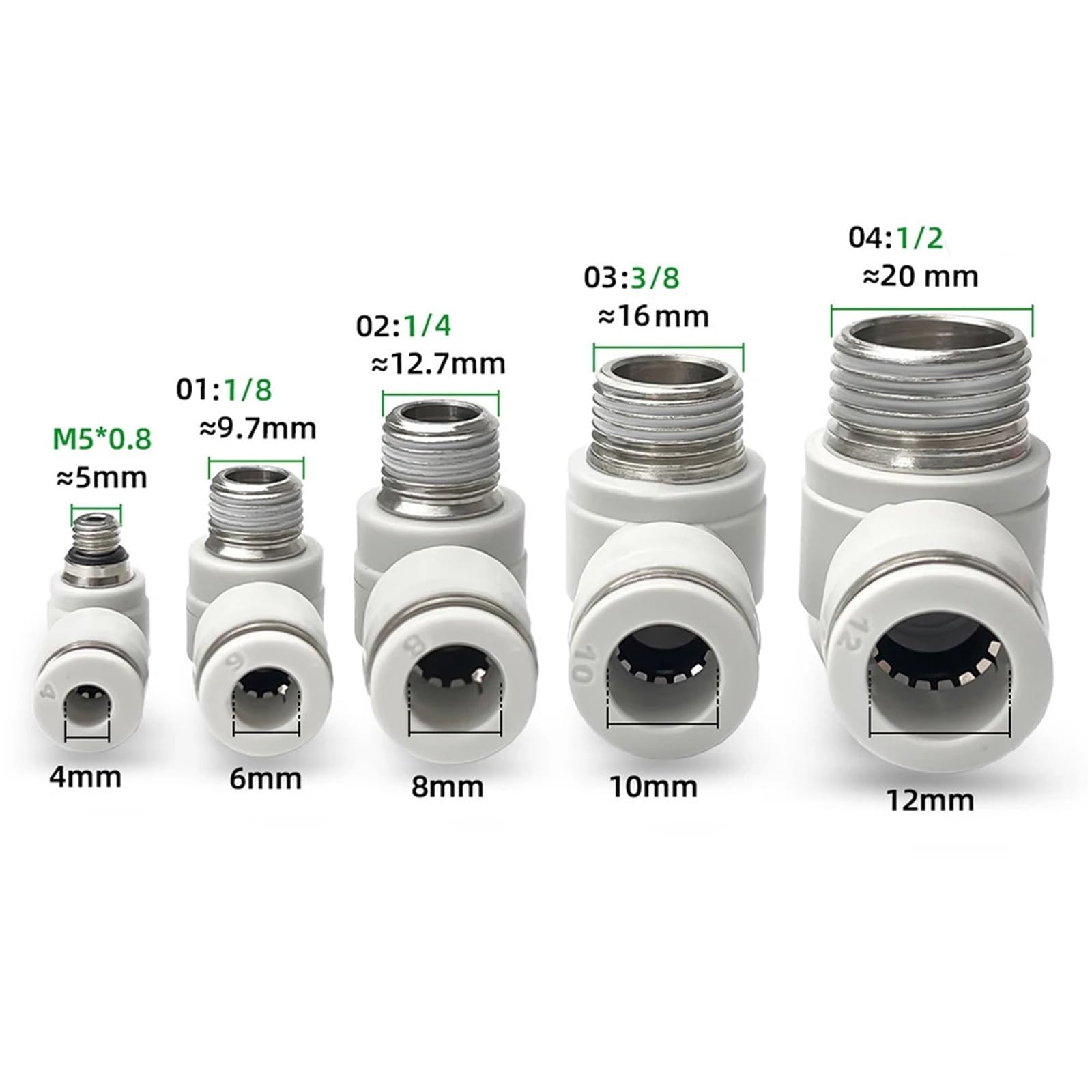 Biały pneumatyczny szybkozłączka Wąż PH 4 6mm 8mm 10mm 12mm Gwint PT1/8 1/4 3/8 1/2 1 szt. (10-04 (10mm-PT1l2))