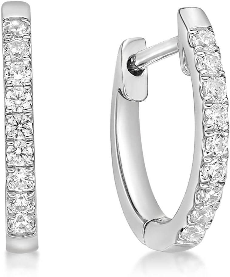 1/4 to 2/3 Carat Lab Grown Diamond Hoop Earrings for Women in 925 Sterling Silver (G-H, VS2-SI1, cttw) Hinged Hoop by Lavari Jewelers