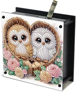 TDFERAN Diamond Art Kits Piggy Bank 14x13cm Paint by Numbers kit for Adults Mini ATM Coin Bank Money Saving Box Money Jar Cash Coin Can Ideal Keepsake Gift Owl