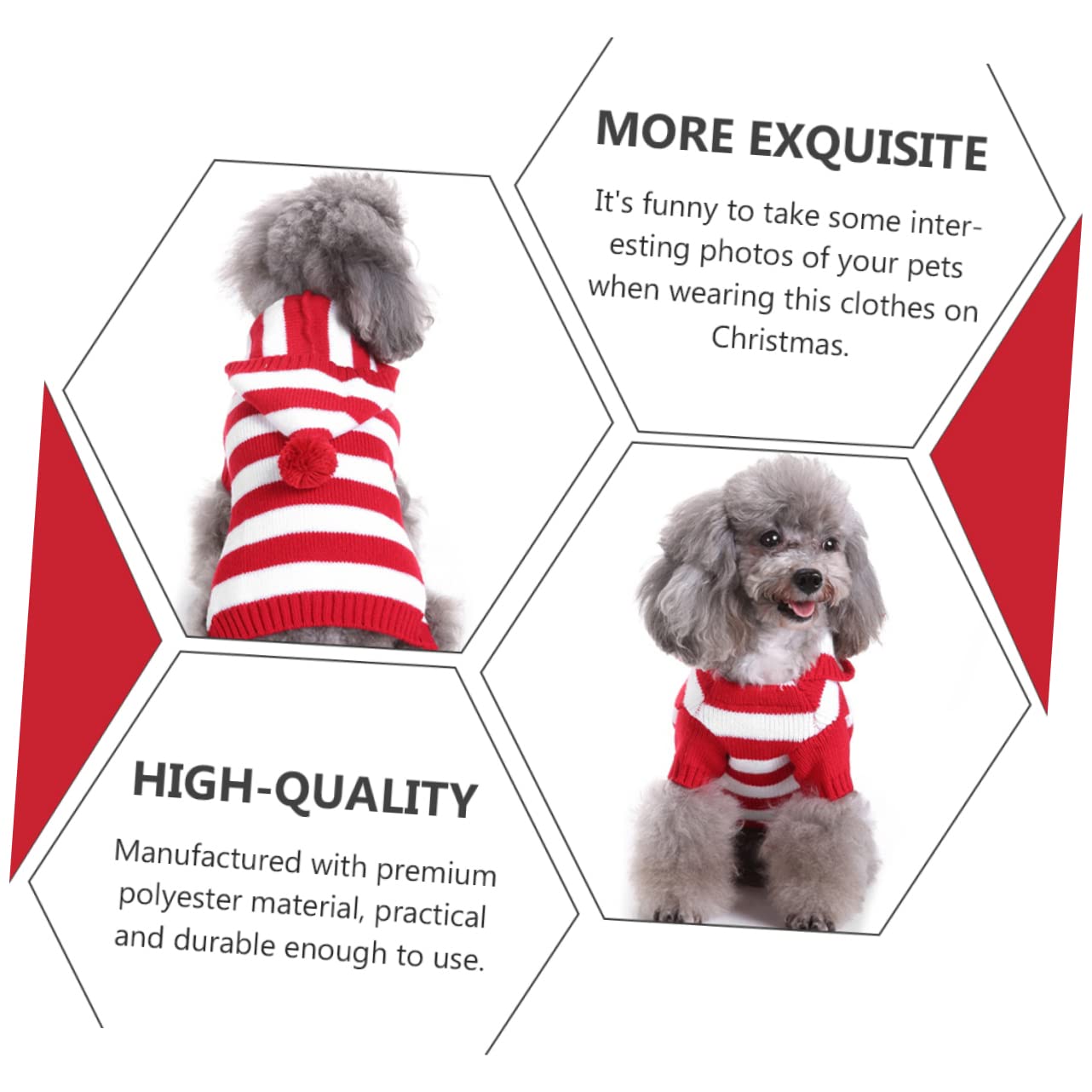 minkissy 3pièces Pull pour Chien Tricot avec Capuche Vêtement De Noël pour Animaux De Compagnie Costume Adorable pour Hiver Et Séances Photos
