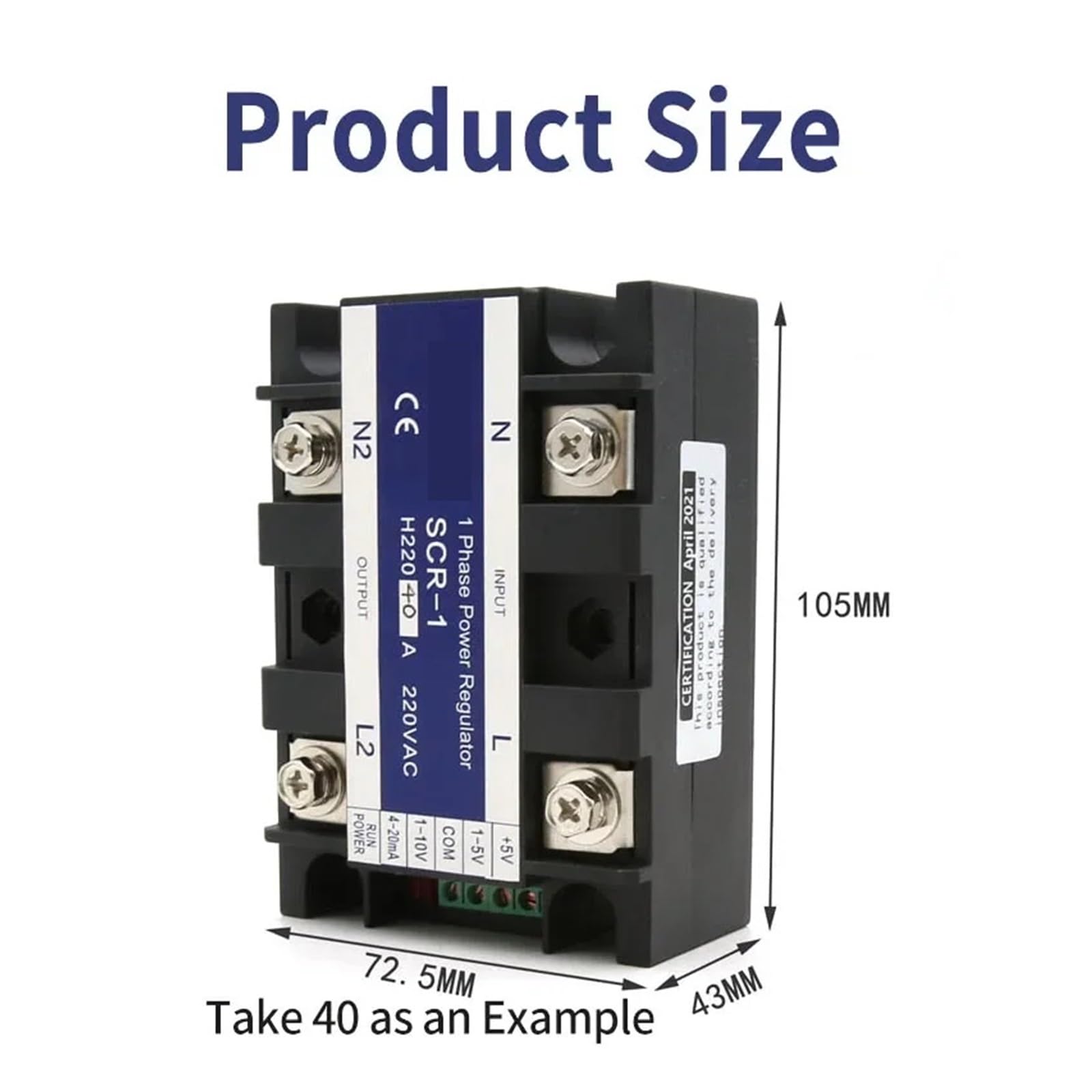 Modulo regolatore di Tensione monofase SCR-100A 220VAC, Supporta Il Controllo del Segnale del potenziometro 0-10V 4-20mA 1-5V