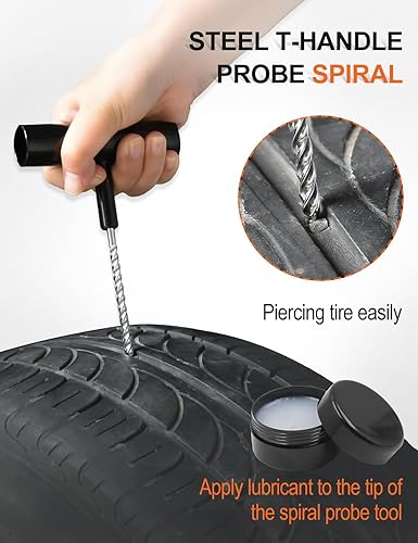 Miniatura 3 de SAFELIFE Kit de reparación de neumáticos compacto con bolsa de almacenamiento, kit de enchufe universal para neumáticos resistente, se almacena