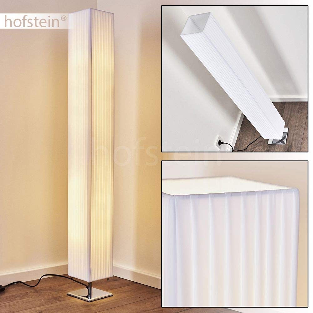 Stehlampe Newtok, moderen Stehleuchte aus Textil/Stoff in Weiß, 2 x E27-Fassung, mit Fußschalter am Kabel, ohne Leuchtmittel