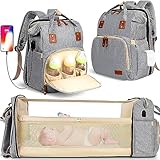 HKZ Diaper Bag Backpack 5 in 1 Baby Diaper Bags for Girls and Boys,Travel Foldable Baby Large with U